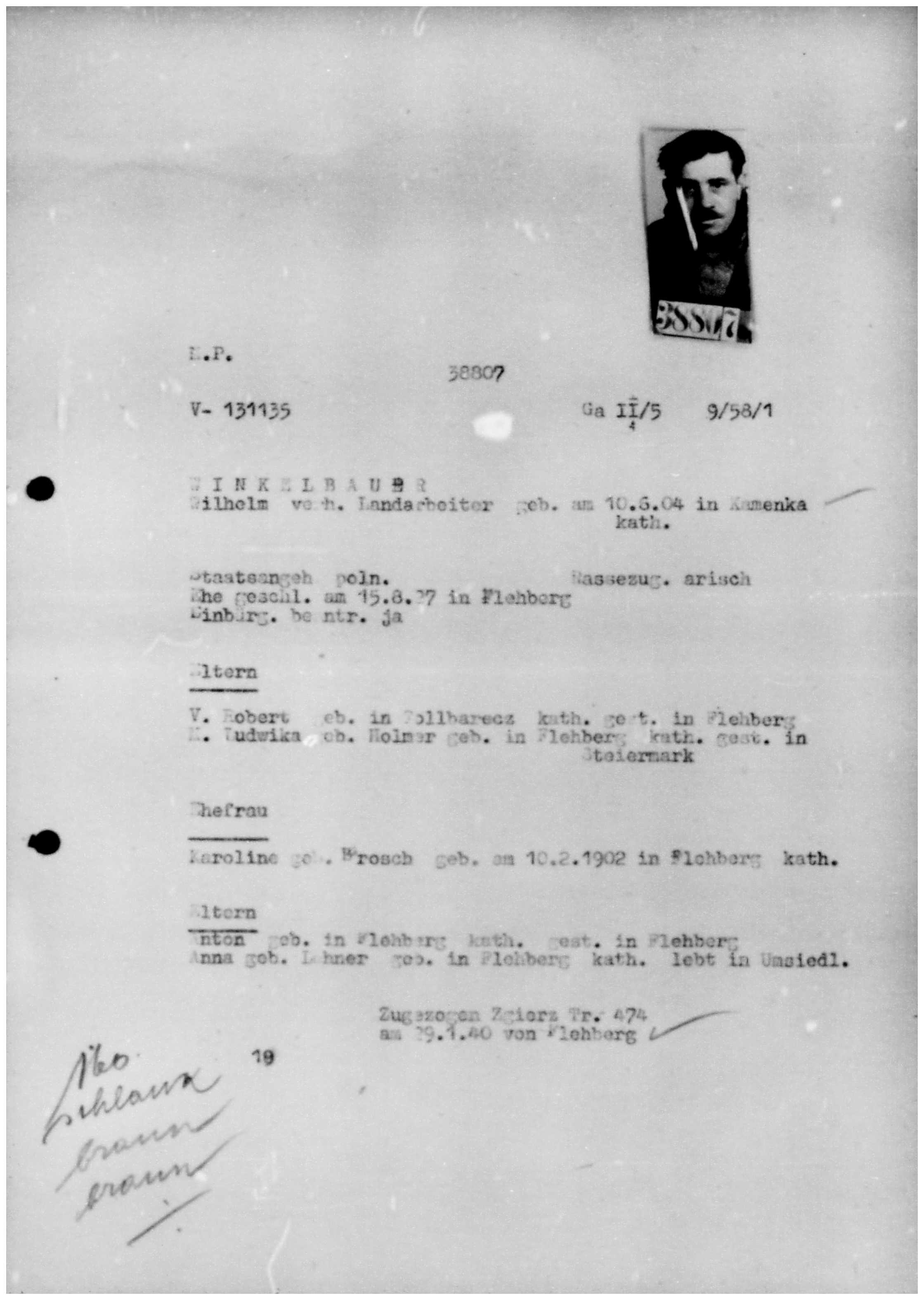 Umsiedlerkartei Wilhelm Umsiedlerkartei Wilhelm